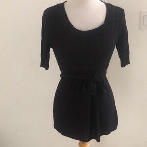 Chesley Black Short Sleeve Sweater Size Large Tie Waist